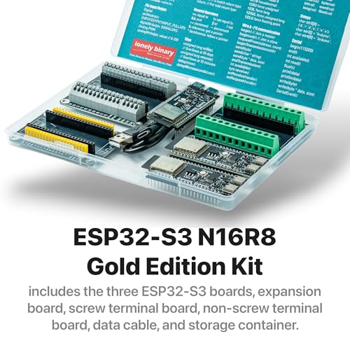 Image of Lonely Binary 3-Pack ESP32-S3 N16R8 WiFi BT Terminals Kit for Arduino IDE | 16MB Flash, 8MB PSRAM, 240MHz; WiFi + BT 5.0 LE, onboard antenna; pre-soldered, plugs into expansion & terminal boards