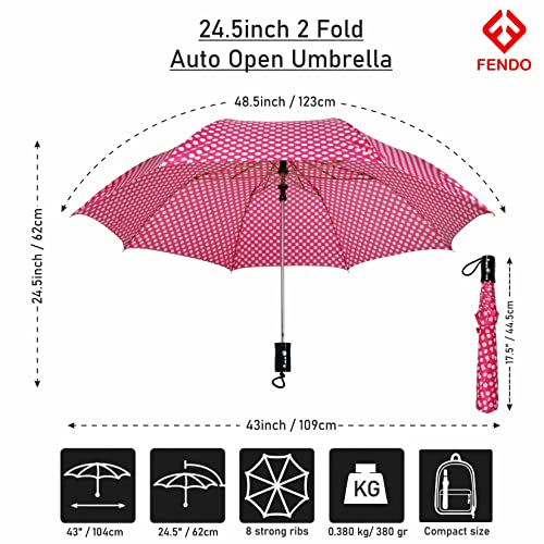 Image of Fendo 24.5 Inch 2 Fold Umbrella for Men & Women | Windproof & Waterproof Umbrella | Foldable Travel Umbrellas with Strong Frame | Ideal for Everyday Use