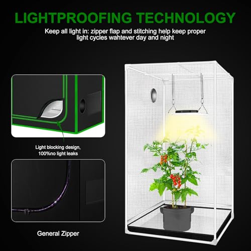 Image of Small Grow Tent for Aerogarden，18 inchx18 inchx48 inch ，Hydroponics Growing System ，Highly Reflective 600D Diamond Mylar Canvas with Ventilation window and Floor Tray for Hydroponic Indoor Plant Growing