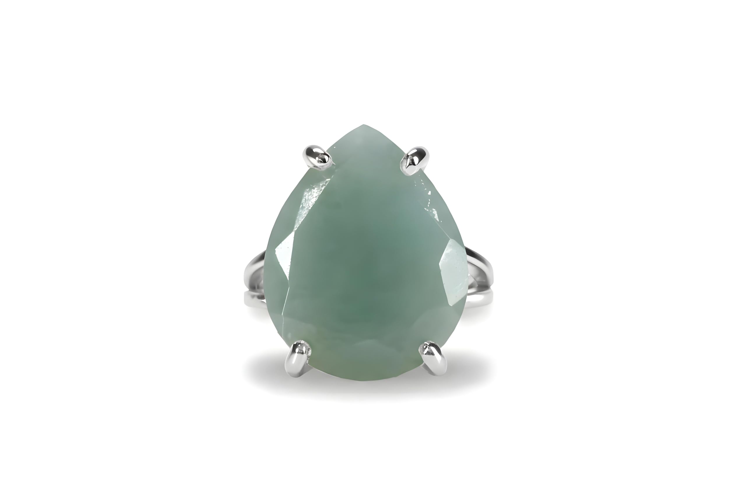 Anillo de Aguamarina en Plata de Ley 925 - Anillo de Lágrima de Moda, Anillo de Piedra de Nacimiento, Anillo de Moda - Anillos Formales y Casuales para Mujeres - con Caja de Regalo