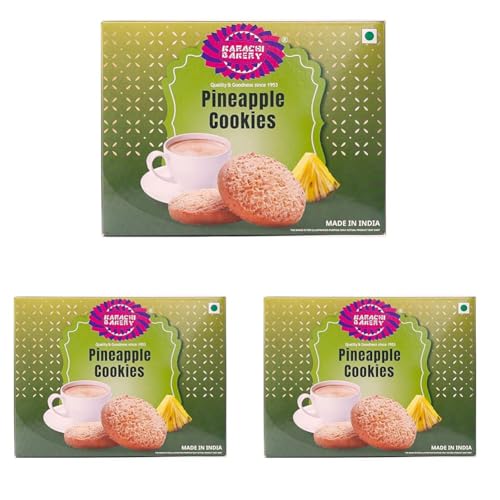 Image of Karachi Bakery Pineapple Flavour Cookies 400gm | Tea Time Snack | Delicous Snack | Vegetarian (Pack of 3)