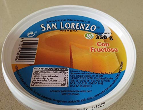 San Lorenzo - Dulce de Membrillo San Lorenzo con Fructorsa - Ideal Para Untar y Preparar Postres - 350 Gramos