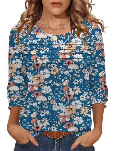 LOMON Womens Fall Tops Long Sleeve Blouses 2025 Dressy Casual Crewneck Pleated Tunic Shirts Loose Fashion Clothes