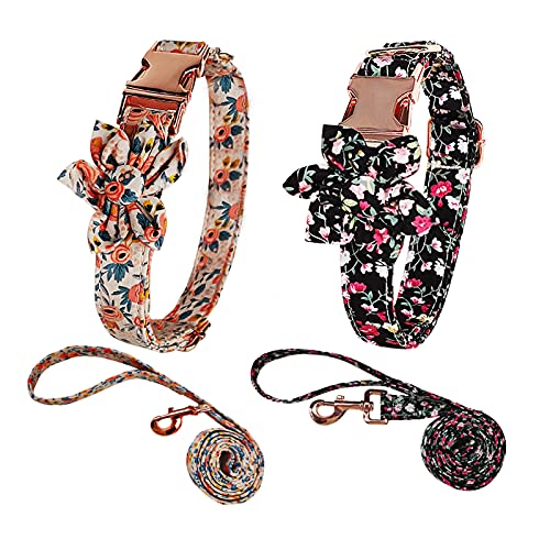 Jcolushi girl dog collar and leash set, cute puppy coll…