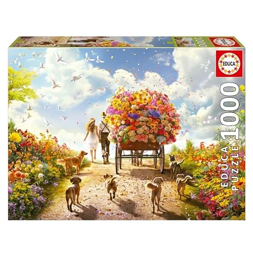 Educa - Carro de Flores | Puzzle de 1000 Piezas para Adultos. Medidas: 68 x 48 cm. Incluye Cola Fix Puzzle. A Partir de 14 años (19921)