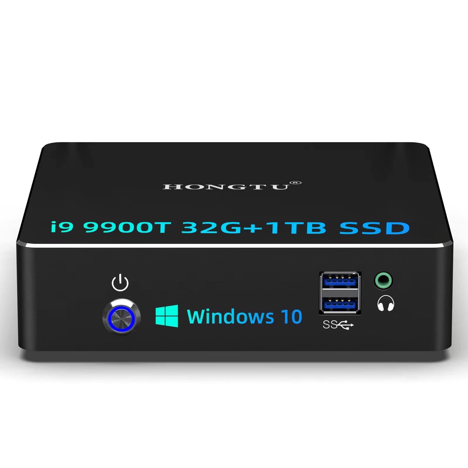 HONGTU Mini Gaming Desktop with 32GB RAM, 1TB SSD, Intel 8 Cores 16 Thread i9-9900T Processor, Windows 10 Pro