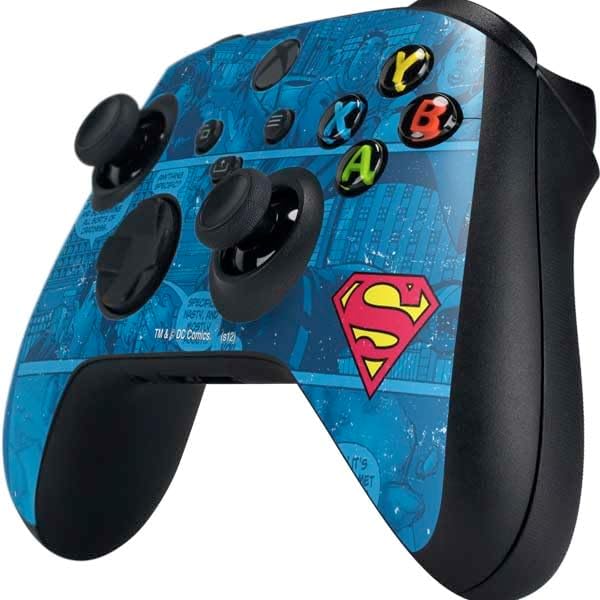Skinit Decal Gaming Skin Compatible with Xbox Series X Controller - Officially Licensed DC Comics Superman Logo Background Pattern Design