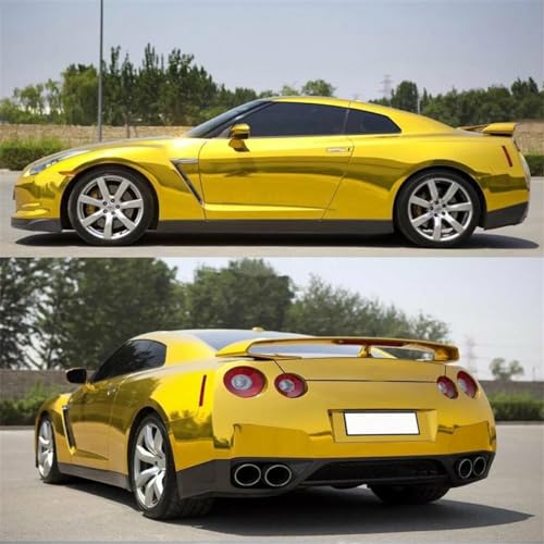 Image of LZLRUN 1FT x 5FT Chrome Mirror Vinyl Wrap Adhesive Car Sticker Decal Film (Gold, 1FT x 5FT)