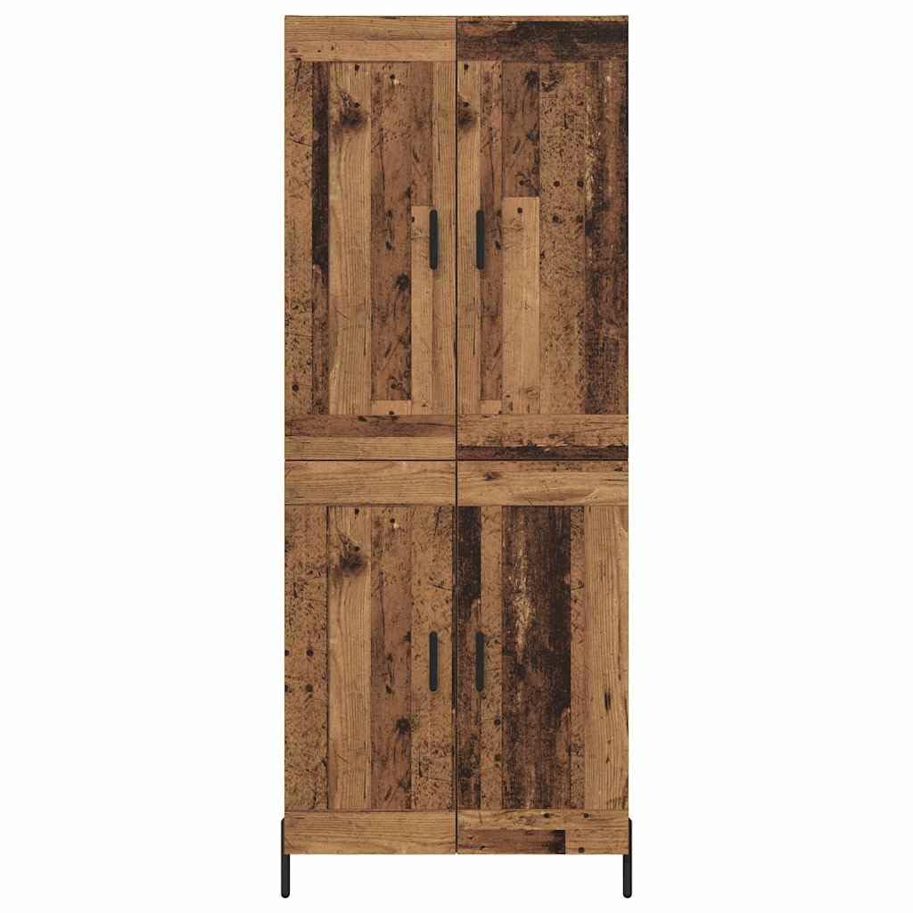 Komoda Highboard z materiału drewnopochodnego z 2-częściowego zestawu, wysokość 180 cm, 4 drzwi na zawiasach, stabilna metalowa rama, uniwersalna szafka do kuchni i salonu do przechowywania i