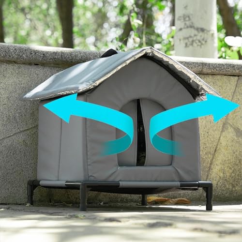 Aymzbd Katzenhaus für Draußen Winterfest Wasserdicht, Wetterfester Katzenhöhle Haustierhaus mit Plüschkissen, Warm Hundehöhle Waschbar Hundehaus Tierheim, Welpenhütte für Streunende Katzen, M