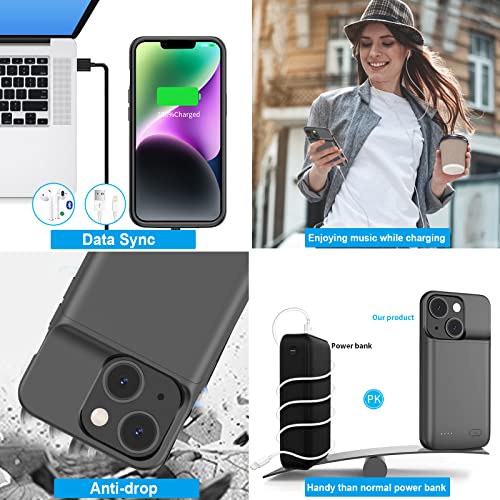Funda de carga extendida iPhone 13 y 14 con batería de 7000 mAh y perfil portátil 5