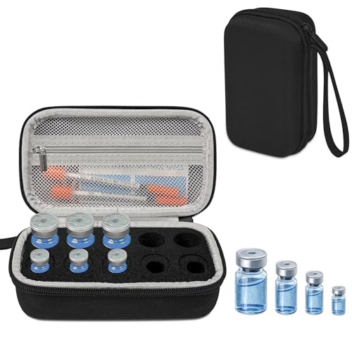 3/5/10ML Peptide Case 10-Slot Peptide Organizer with Mesh Pocket Fits 3ml 5ml and 10ml Vials Bottles Peptide Storage Case for Fridge (Bag Only) (10-Slot)