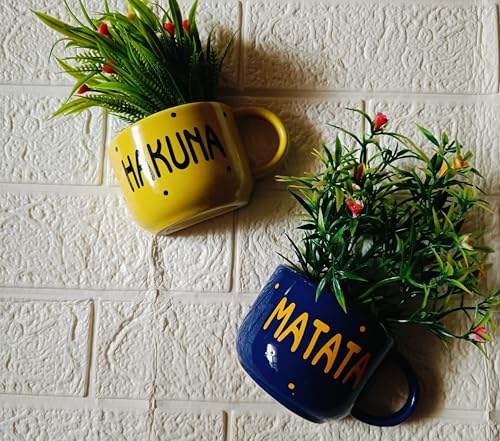 THE VINTAGE ARTEFACTS Ceramic Half Cup Planter Set of Two. Hakuna...