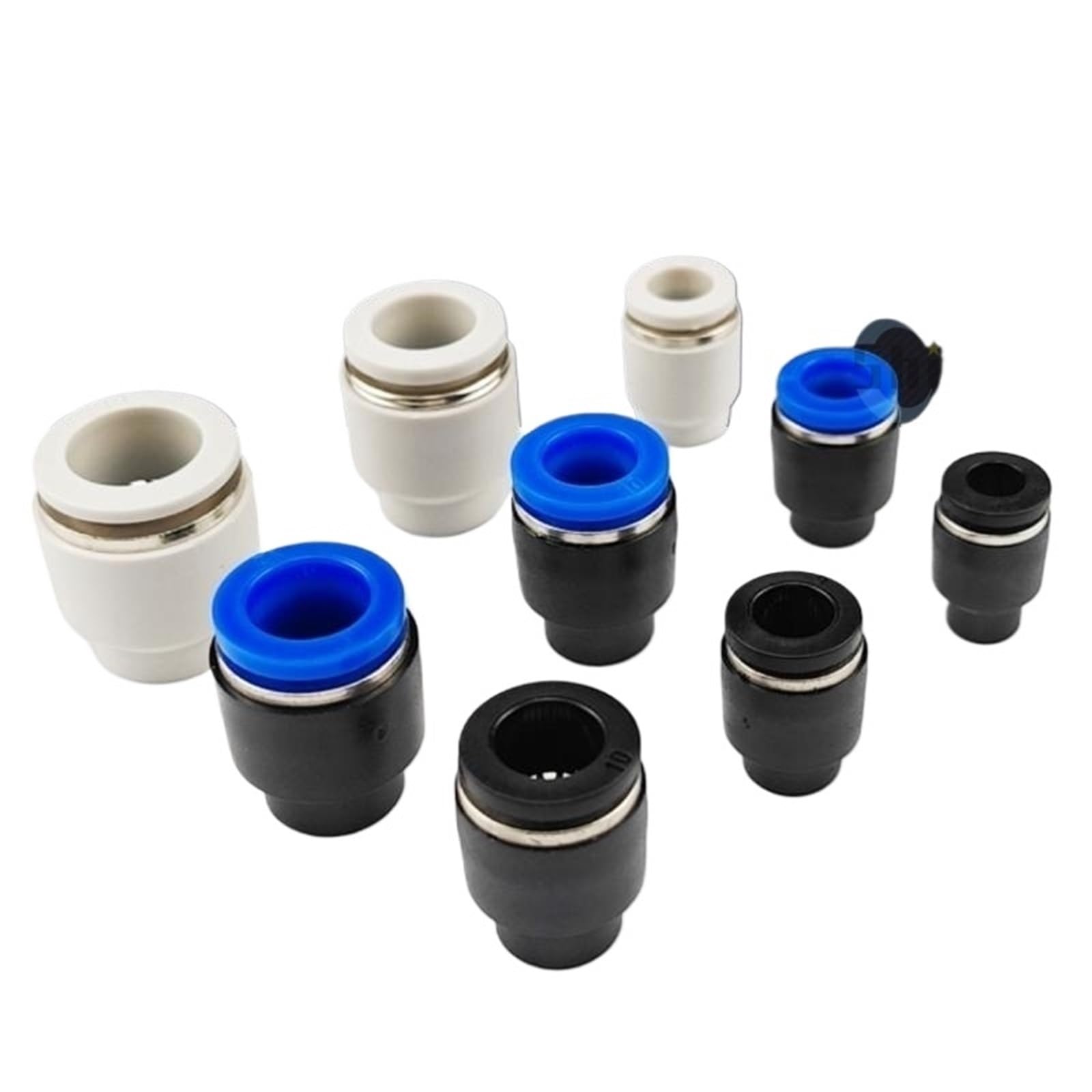 5 connettori pneumatici in plastica PPF da 4 mm, 6, 8, 10, 12, 14, 16 mm, colore bianco, PPF10