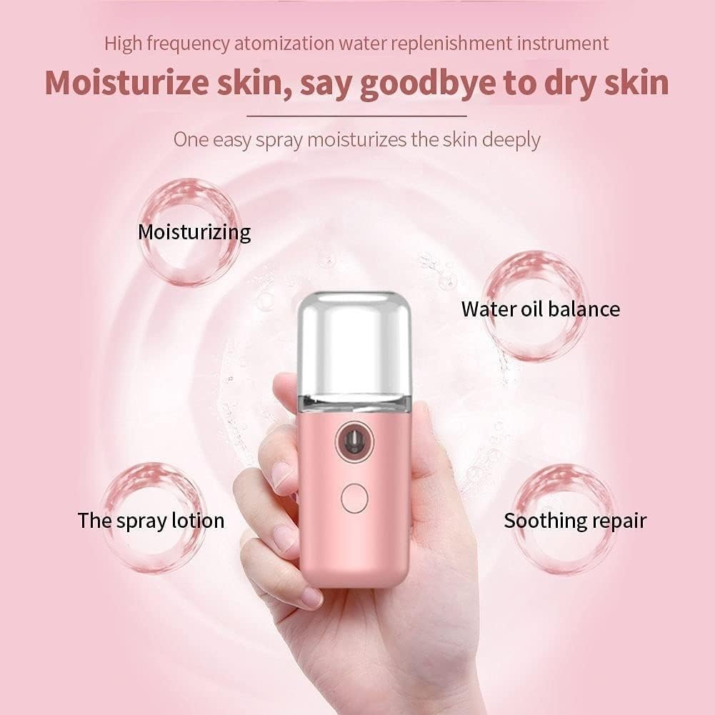 Nano Facial Steamer, Handy Mini Mister, USB Rechargeable Mist Sprayer, Visual Water Tank Moisturizing&Hydrating for Face, Daily Makeup, Skin Care, Eyelash Extensions Gift for Lover