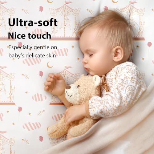 Image of Baby Crib Sheets Girl, 3 Pack Toddler Bed Sheets Fitted for 52 inchx28 inch Standard Crib and Toddler Mattresses, Super Soft Microfiber Pink Ballet