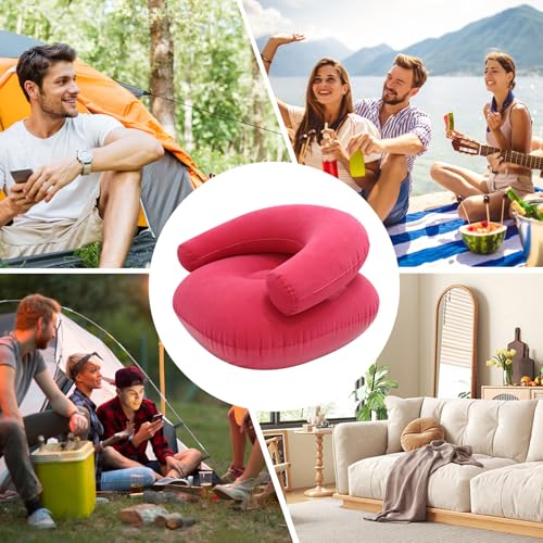 Tumbona inflable flocada y asiento portátil de camping para playa 8