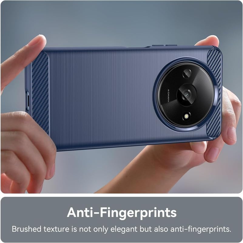 Image of NPRC Hybrid Ultra Slim Protective Case TPU Non-Slip Carbon Fiber Texture Shockproof Case Cover for Poco C61 - Blue