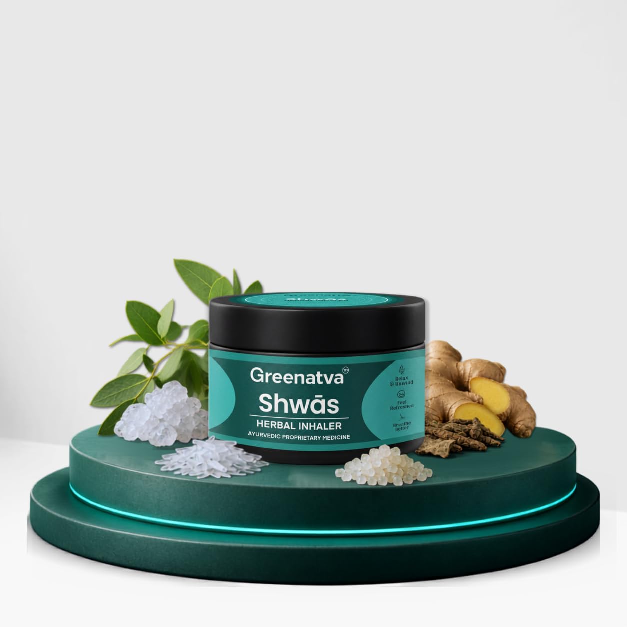 Shwas Herbal Inhaler for Nose - Camphor, Menthol & Eucalyptus - Ayurvedic, Made in India - Headache, Motion Sickness, Travel Sickness & High Altitude - Reusable Jar - 12g-image-40