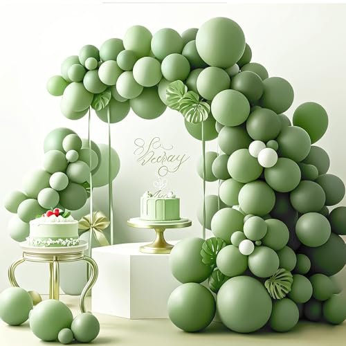 Image of Sage Green Balloons 12 inch,70pcs Olive Green Latex Party Balloons for Graduation Jungle Forest Wedding Birthday Baby Shower Party Decorations