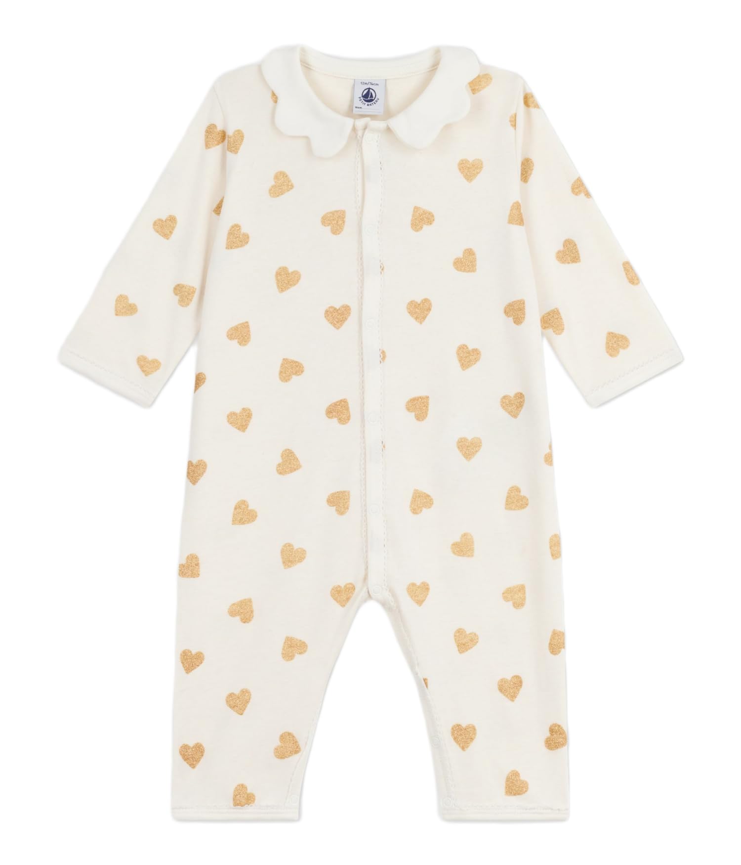Pyjama Bébé Petit Bateau en Coton Imprimé Cœurs Dorés