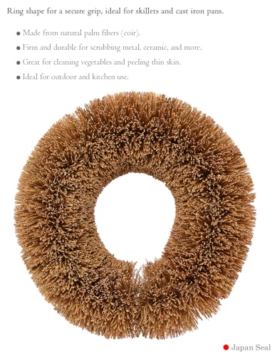 Image of Natural Palm Fiber Scrubber Set with 3 Shapes for Cast Iron, Dishes & Outdoor Cleaning