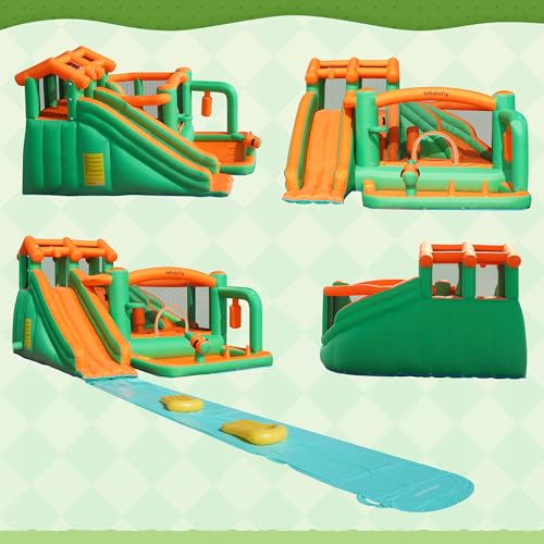 Bounce House, Inflatable Water Bounce House with Blower, Kids Bouncy Castle Dual Slides Water Park with Slide Mat for Wet and Dry - Image 5