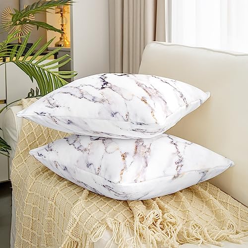 Housse de coussin marbre blanc douce et moderne lot de 2 déco 55,9 cm - 4