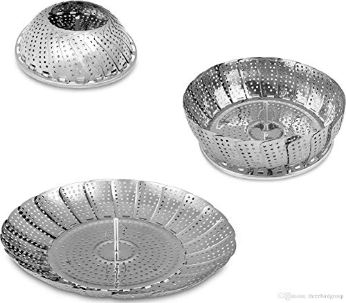 Image of SYGA Stainless Steel Vegetable Steamer Basket /Insert for Pots, Pans, Crock Pots & More. 7.5 inch to 11 inch