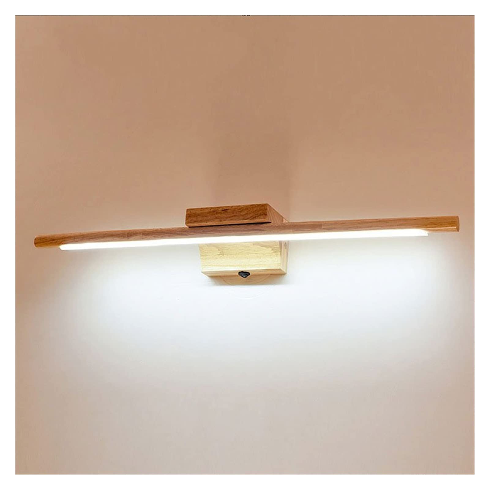 Applique murale miroir LED en bois massif de 55 cm pour coiffeuse