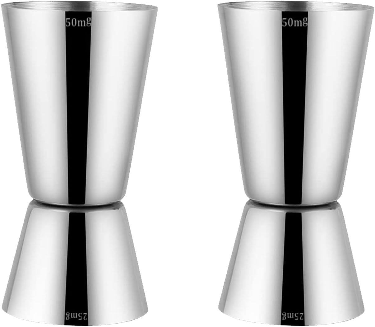 Delgeo Premium Stainless Steel Cocktail Jigger Set of 2-25/50 ml Cocktail Measures for Precise Pouring
