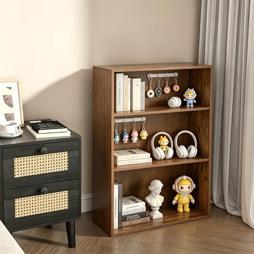 Image of HealSmart 3 Tier Bookcase, Industrial 3 Book Shelf, 9.2 inch D x 23.8 inch W x 31.5 inch H Tall Open Cube Storage Organizer for Home Office, Living Room, Bedroom and Dinning Room, Brown