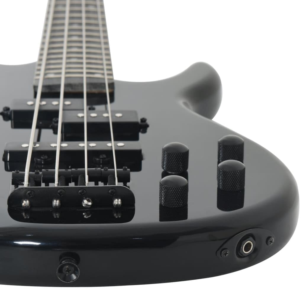 E-Bass für Anfänger mit Tasche, Schwarz, 4/4 46 Zoll, Massivholz, inklusive Stimmgerät, Plektrum, Audiokabel, Tragegurt, für Unterricht Übung Bühne Studio Band