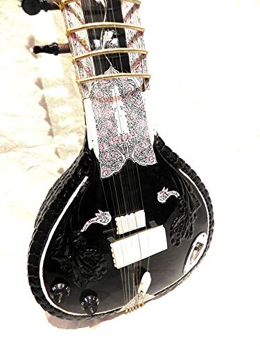 Music Studio Sitar électrique en acajou foncé avec chariot en fibre Marron - Les Beatles, Paul McCartney, John Lennon, RIngo Starr, George Harrison Music Studio Sitar électrique en acajou foncé avec chariot en fibre Marron – Image 4