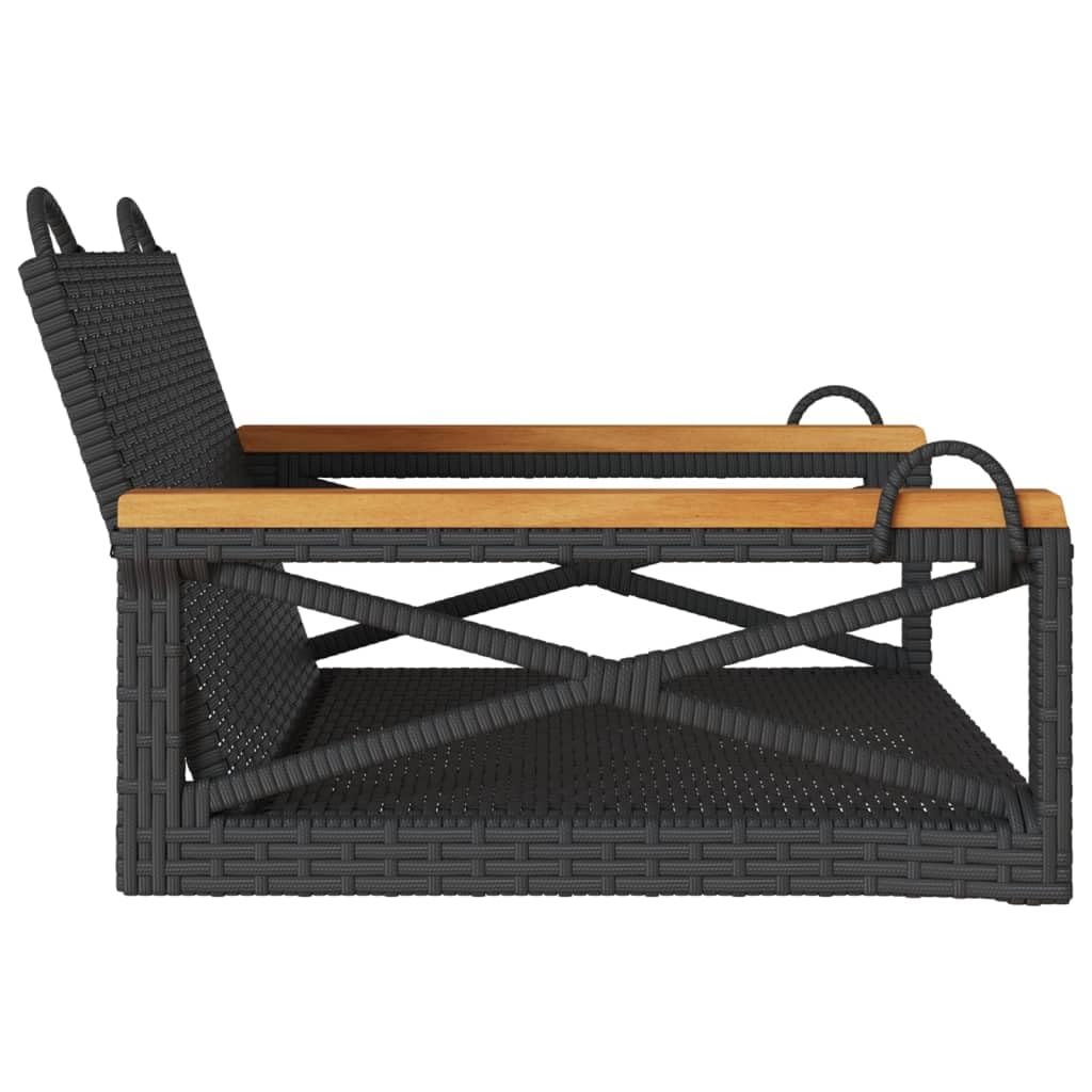 Banco Columpio de ratán sintético Negro 63x62x40 cm, Columpio Jardin Exterior, Balancin Jardin Exterior, Muebles Jardin Exterior, Balancin Balcon - 368170