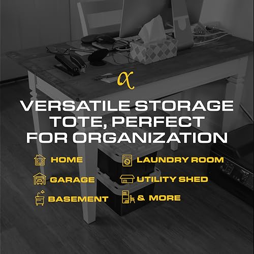 BLACK & YELLOW, 5-Gallon Heavy Duty Tough Storage Container & Snap-Tight Lid, (8.6