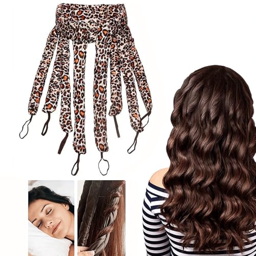 Boucles sans chaleur léopard : kit ruban bigoudi en soie pour cheveux