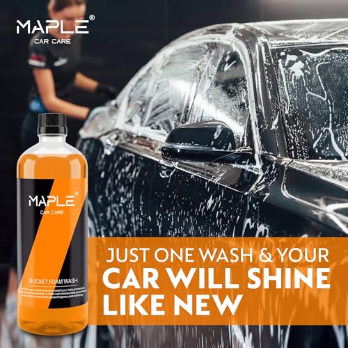 Image of Maple Car Care Bucket Foam Wash Shampoo for Car 1 Litre | High Foaming, pH Neutral Car Shampoo| Ceramic Coating Safe Car Wash Shampoo| Deep Clean, Shine & Dirt Removal | Quick Dirt Removal Car Shampoo