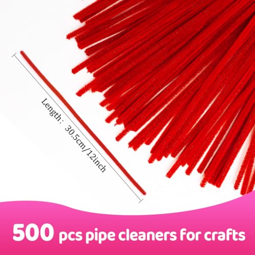 Image of Praisebank 500pcs Red Pipe Cleaners for Crafts