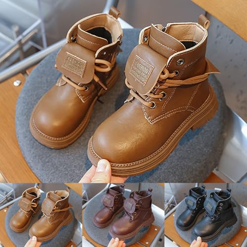 Girls Ankle Boots Combat Boots Lace Up Non-Slip Short Boots Comfortable Cowboy Western Boots for Little Kid Big Kid4