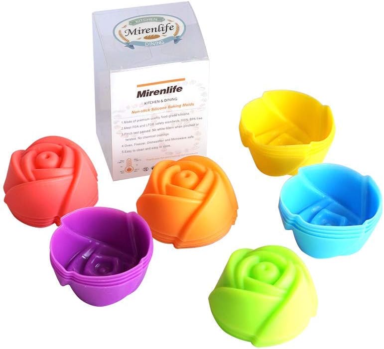 Reusable and Non-stick 2 Inch Mini Size Silicone Baking Cups/Muffin Cups/Mini Cupcake Liners/Chocolate Holders/Truffle Cups -24 Pack-6 Vibrant Colors (Rose)
