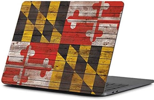 Skinit Decal Laptop Skin Compatible with MacBook Pro 13-inch (2016-17) - Originally Designed Maryland Flag Dark Wood Design