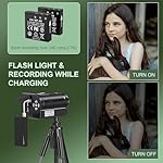 2.7K Video Camera Camcorder QHD 50MP YouTube Vlogging Camera 16X Digital Zoom Webcam 270 Degree Rotation Screen Camcorders with 32G SD Card and 2 Batteries Recording While Charging - Image 4