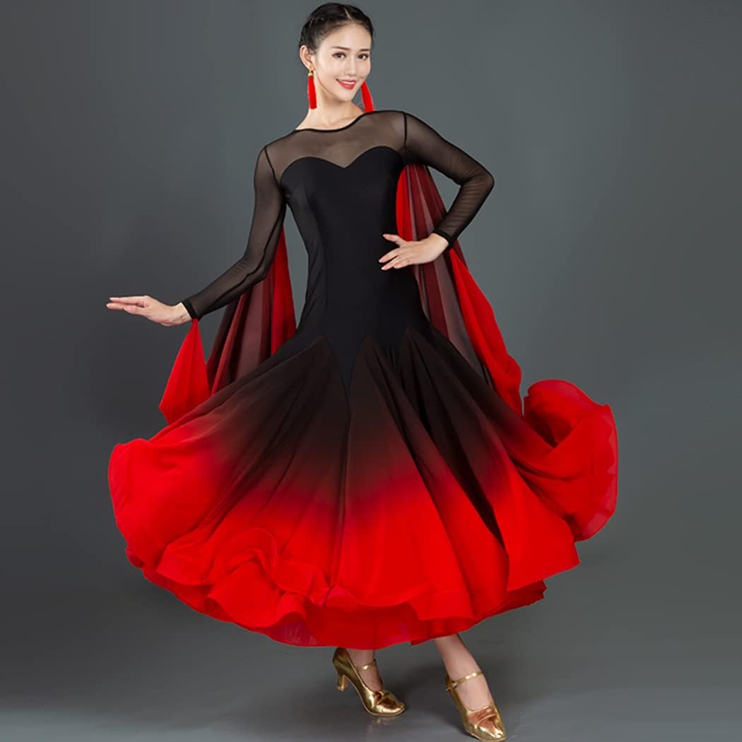 Waltz Ballroom Performance Dance Dresses Long Sleeve Tango Flamenco Competition Costumes Salsa Modern Practice Dress
