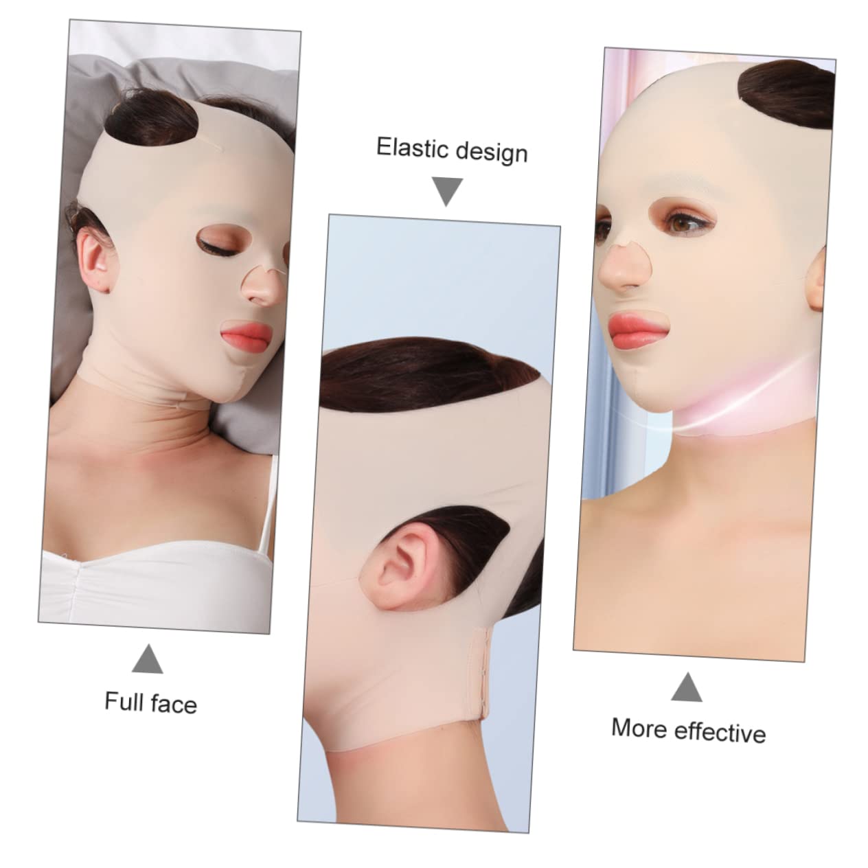 FRCOLOR 3 Pezzi Maschera Per Dormire Maschera Elastica Per Il Viso Per Le Rughe Maschera Idratante Per Il Viso Maschera Completa Per Il Viso Per Le Donne