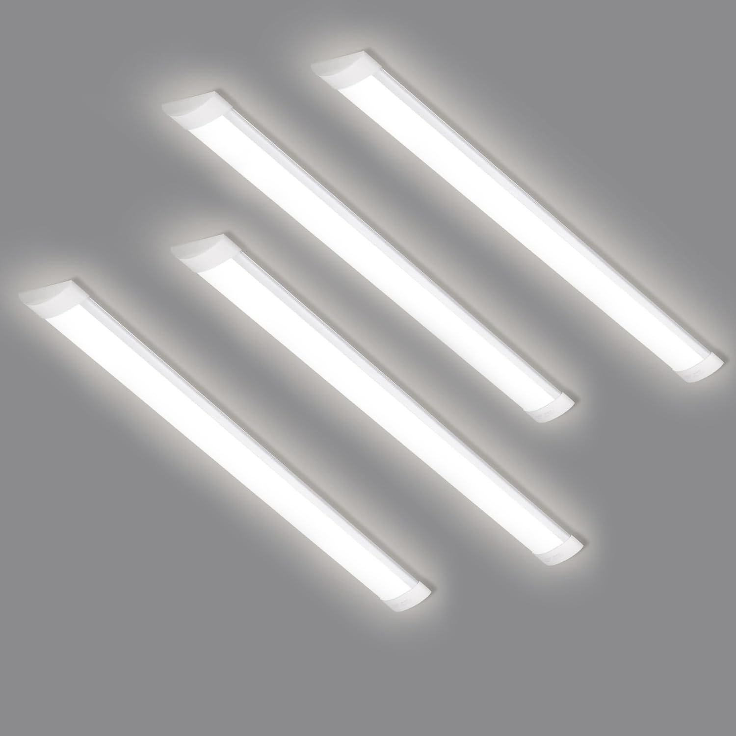 HUMIGA 4 Pack 4FT LED Batten Light, 40W 3600LM Slim Profile Wide Tube Lighting for Ceiling of Indoor Home Garage Shop Office