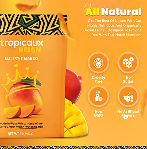 Organic Dried Mango Slices, No Sugar Added, 16Oz - All-Natural, Non-Gmo, Mouth-Watering Dried Mangoes - Preservative-Free, Nutritious & Delicious Snack For Kids And Adults By Tropicaux Reign #TOP3