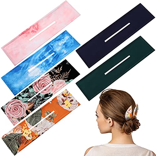 6 Pieces Deft Bun Hair Maker Magic Donut Bun Hair Maker French Hairstyle Twist Bun Summer Headband Print Hairpin Flexible Hair Twist Maker Multi Color Hair Bun Tool for Women (Bright Style)