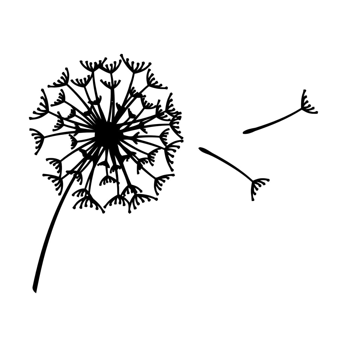 Wall Decals Paster Paper Abstract Flower Bud Dandelion Parachute 54x64.8cm Personalized Customization Large Black