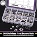 Swpeet 90Pcs 5 Sizes M3 M4 M5 M6 M8 304 Stainless Steel Metric Coarse Thread Square Nuts Assortment Kit, Machine Screw Nuts Metric Coarse Thread for Home Automotive Shop Use